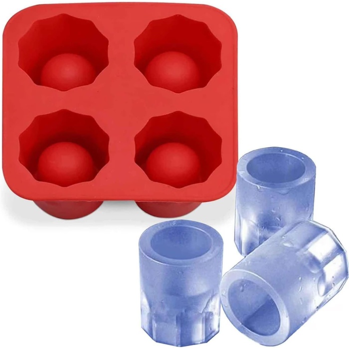 Chef Eysigo Shot Bardak Buz Kalıbı, 4lü, Silikon, Kırmızı, 14611.EYS-BS004