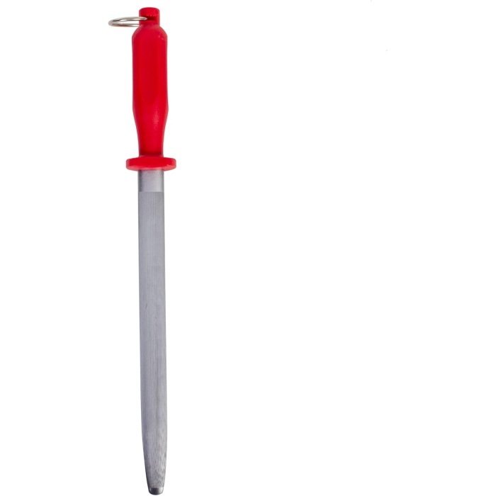 Oval Bıçak Masatı, Bileyici, Paslanmaz Çelik 25 cm. Kırmızı