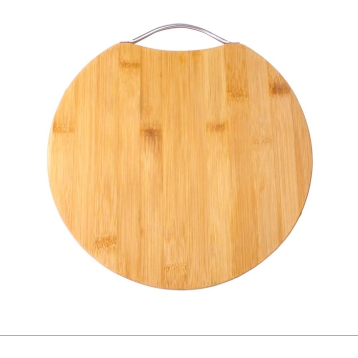 Bambu Kesim Sunum Tahtası Yuvarlak 28 * 28 * 1,5 Cm, Asma Aparatlı Kesme Tahtası, Ahşap Kesme Tahtası.