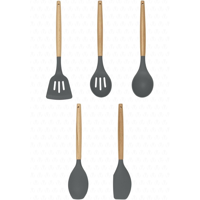 LİNGO BAMBU SAPLI 5 PARÇA PİŞİRMET SETİ GRİ