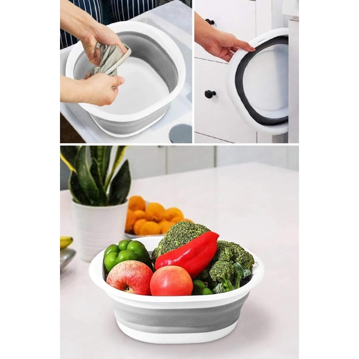 Akordiyonlu Katlanabilir Badya Leğen 5 Litre - Katlanabilir Yer Kaplamayan Badya ve Leğen