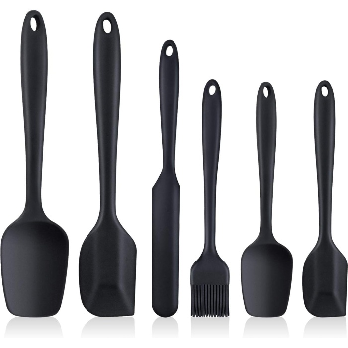 Home Isıya Dayanıklı Yanmaz Yapışmaz Silikon Spatula Seti 6 Parça (Siyah)