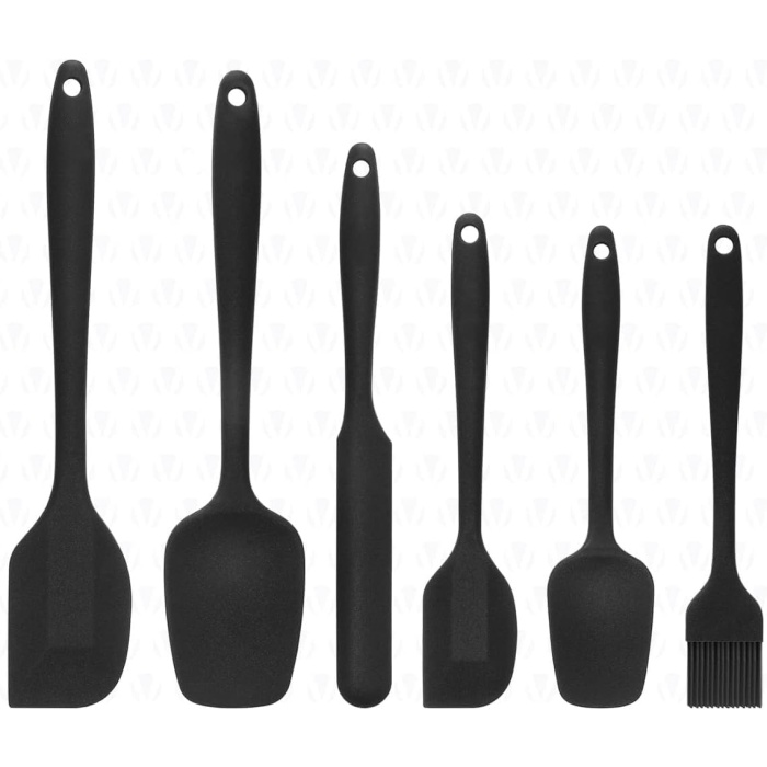 Home Isıya Dayanıklı Yanmaz Yapışmaz Silikon Spatula Seti 6 Parça (Siyah)