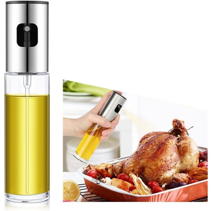 Sprey Yağdanlık Cam Şişe Yağ Püskürtücü 100 ml Airfryer Kızartma Izgara Salata İçin Yağlık