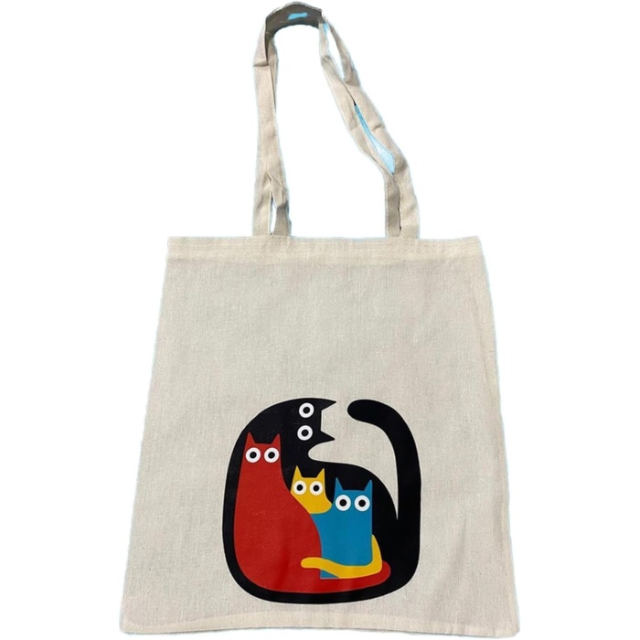 shop Sarmaş Dolaş Kediler Baskılı Ham Bez Çanta