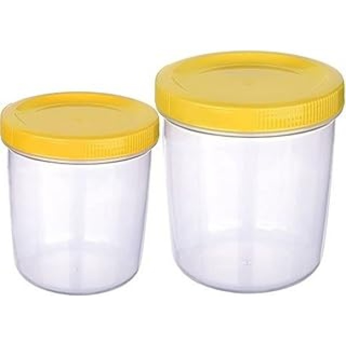 Tazeliği Koruyan Kapaklı Gıda Saklama Kabı, 400+700ml, Plastik, Set İçi 2 Adet, BPA FREE, NEW (Sarı)
