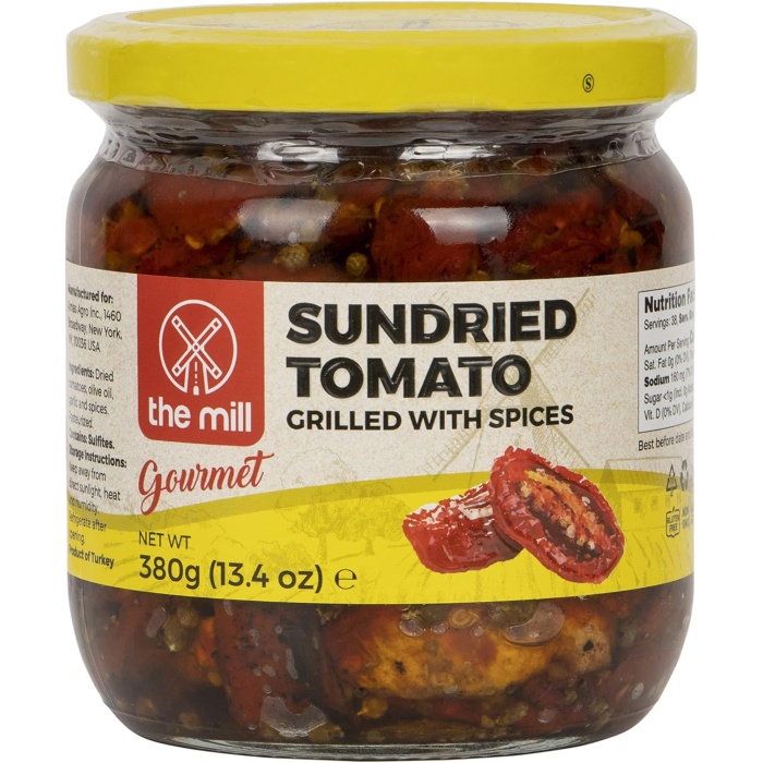 Mill Gurme Izgara Kurutulmuş Domates 380 g Cam Kavanoz - Güneşte Kurutulmuş & Izgaralanmış - Kahvaltı, Salata ve Atıştırmalığa Uygun - Doğal Olarak İşlenmiş - Pastörize - Veganlara Uygun