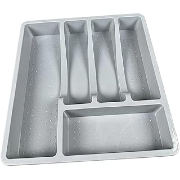 5 Bölme Çekmece Içi Kaşıklık Organizer Çatal Kaşık Bıçak Düzenleyici Pratik Kepçe 33x35 Cm Gri Renk