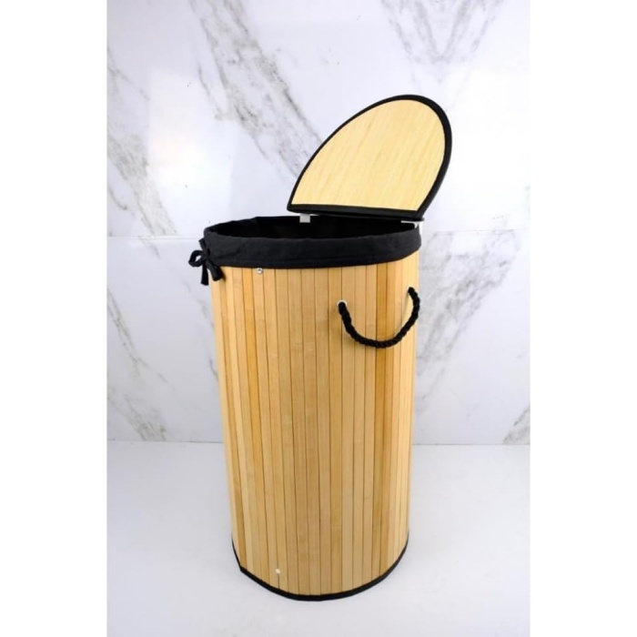 Yuvarlak Bambu Çamaşır Sepeti Naturel CL-6001-08 C1-1-121
