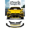 Sarı 4 Parça Ön Lip Universal Ön Tampon Eki Piano Black