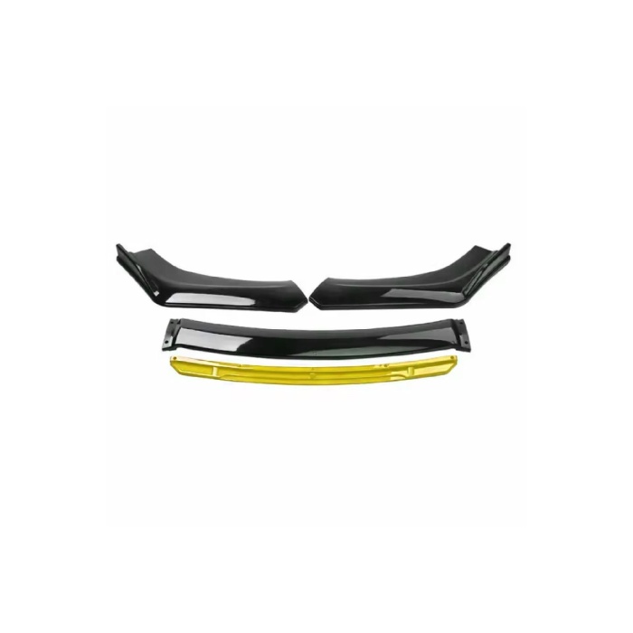 Sarı 4 Parça Ön Lip Universal Ön Tampon Eki Piano Black