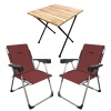 Kampçılık Argeus Rock 2li Bardaklı Katlanabilir Sandalye ve Masa Seti - Bordo (A-07)