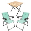Kampçılık Argeus Rock 2li Bardaklı Katlanabilir Sandalye ve Masa Seti - Su Yeşili (A-03)