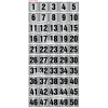 Kapı, Masa, Dolap Numarası Metal 1-50 Arası Sıralı 5x5 Cm Arkası Yapışkanlı Gümüş Renk 003