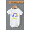 Organik %100 Pamuk Mavi Tasarım F Bebek Body Badi Çıtçıtlı Zıbın