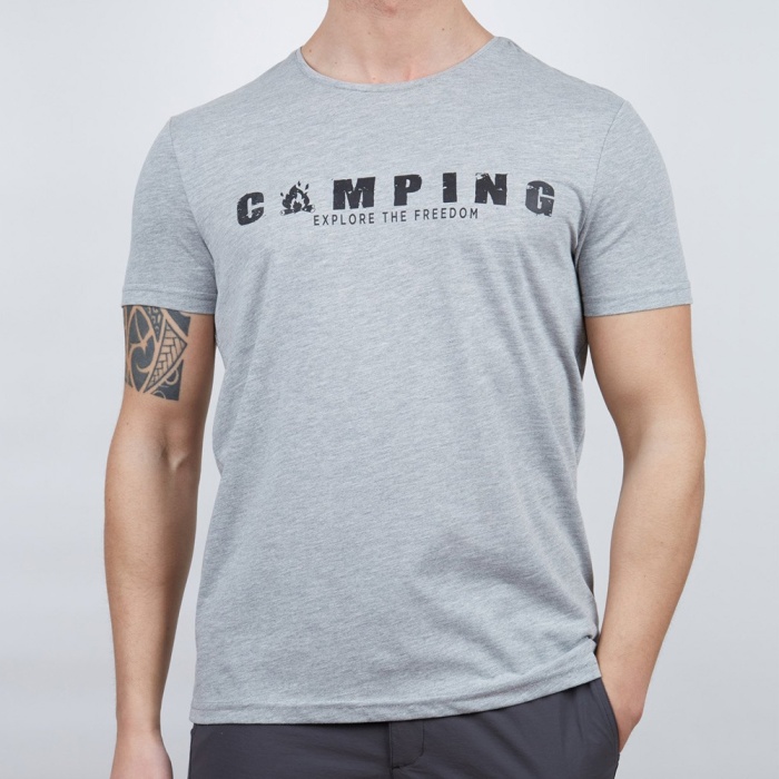 Kampçılık Alpinist Buteo Erkek T-Shirt Gri Melanj (600610)