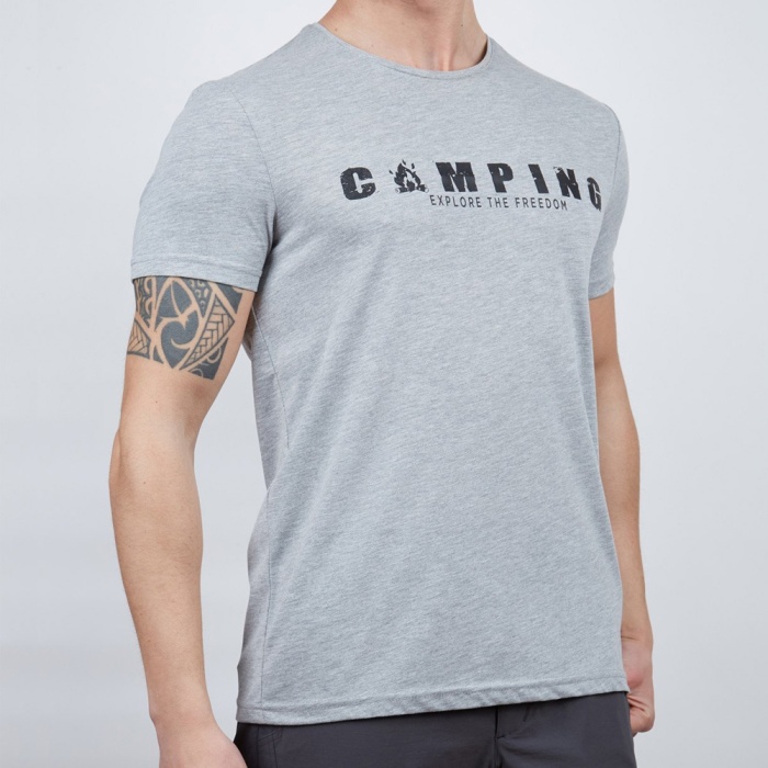 Kampçılık Alpinist Buteo Erkek T-Shirt Gri Melanj (600610)