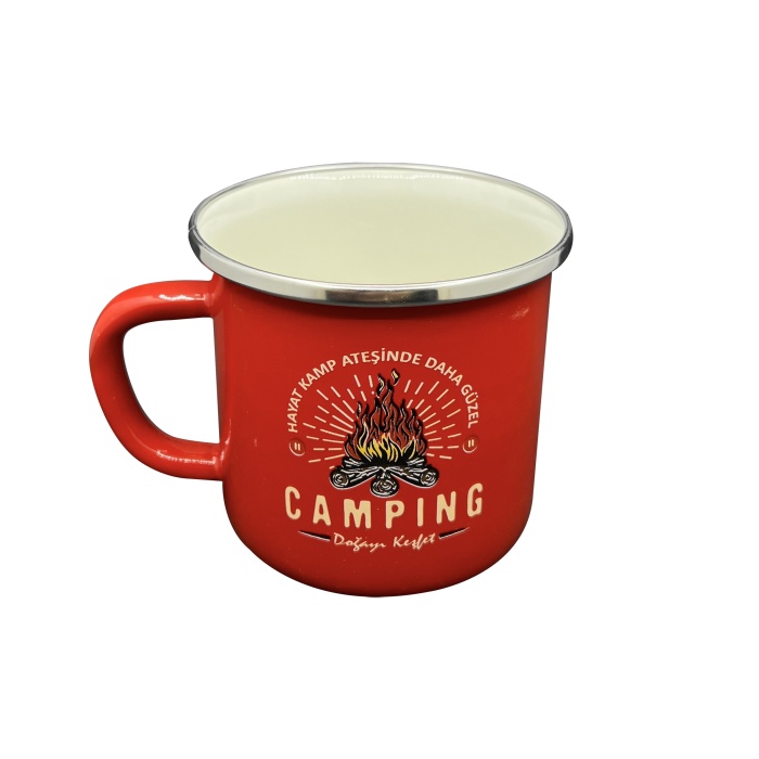 Kampçılık Orcamp Retro Emaye Kupa Bardak Adventure Kırmızı OUT-1900