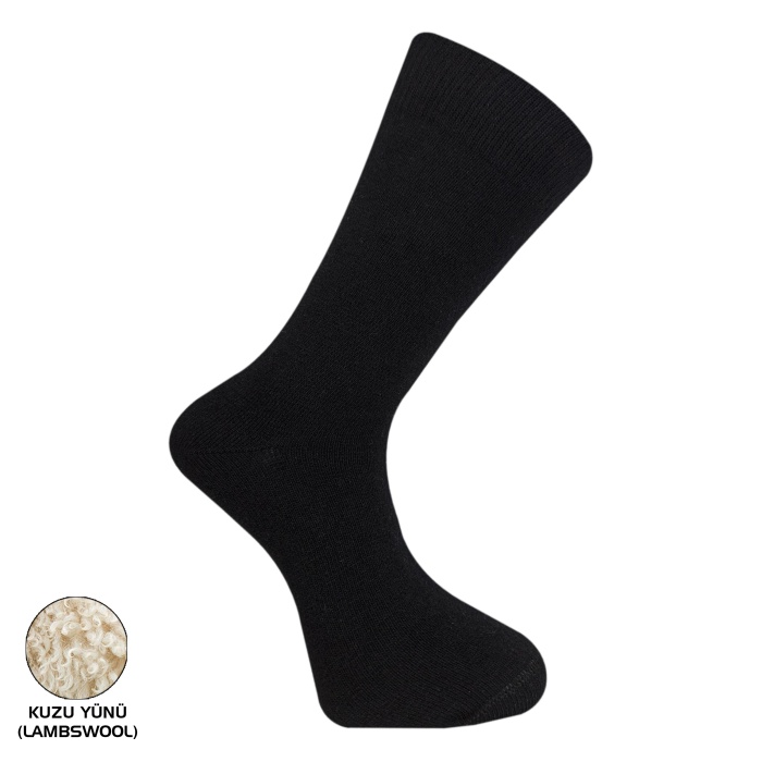 Kampçılık Pro Çorap Uludağ Lambswool Kışlık Erkek Çorabı Siyah 41-44 (13603)