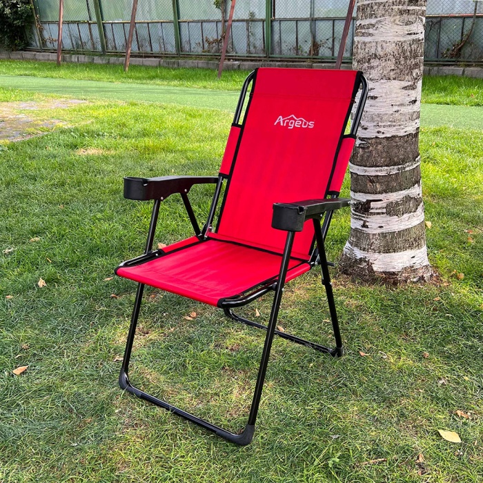Kampçılık Argeus Rest 4lü Bardaklı Katlanabilir Sandalye ve Masa Seti - Kırmızı