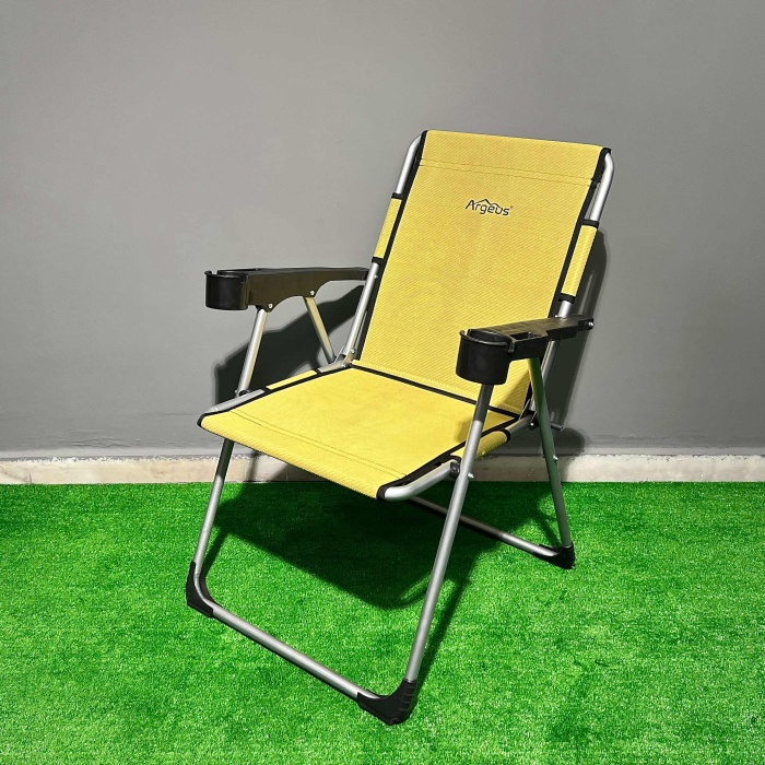 Kampçılık Argeus Rock 2li Bardaklı Katlanabilir Sandalye ve Masa Seti - Hardal (A-06)