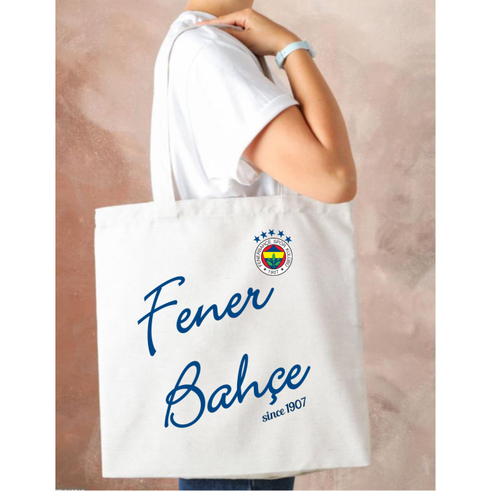 Fenerbahçe Baskılı Bez Çanta Büyük Boy Kadın Omuz Çantası CNT092