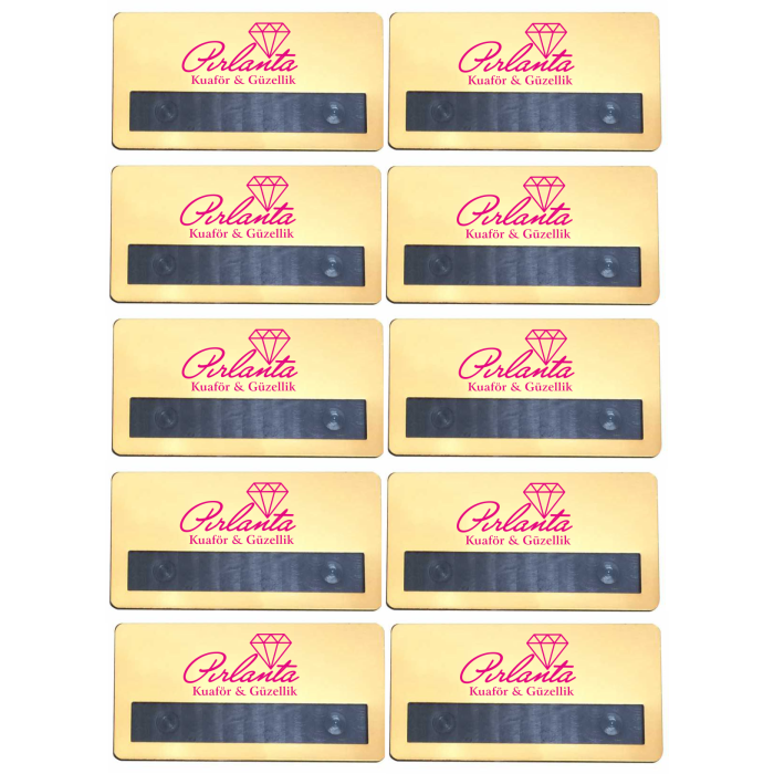 Yaka Kartı İsimlik Metal 10 Adet Mıknatıslı Logo Baskılı GOLD Premium 02