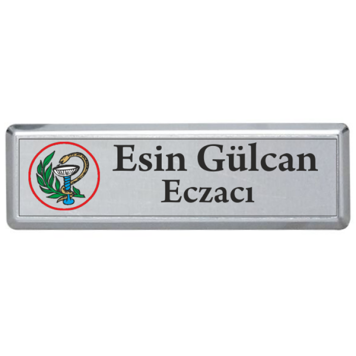 Eczacı Yaka Kartı 1 Adet Baskılı Fiyatıdır Mıknatıslı Gümüş