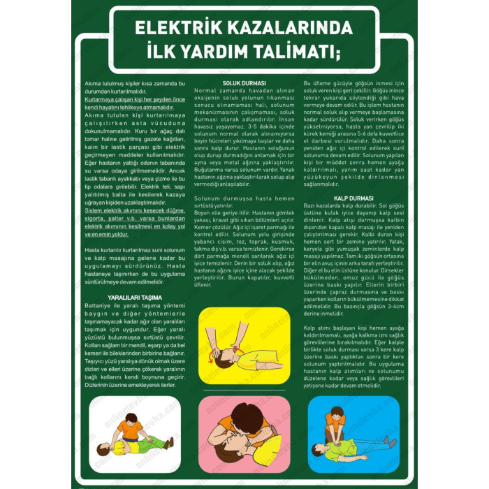 ELEKTRİK KAZALARINDA İLK YARDIMİŞ GÜVENLİĞİ UYARI LEVHASI 2 ADET PVC 21X29CM