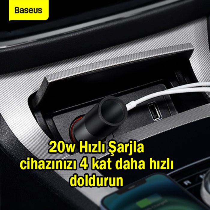 BASEUS 120W Hızlı Şarj Araç Şarj Cihazı Ve Araç Çakmaklık Type C USB Çıkışlı