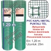 PVC KAPLI METAL PUNTALI BAHÇE TELİ 25 Metre-En=1,20m-Kalınlık=0,9mm -1.20mx25m=30m2 Alan Kaplar