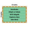 Hazır Halkalı Gölgelik %95 3mx6m=18m2-Montajı İçin 10 metre 3mm halat hediye-Montajı Kolay