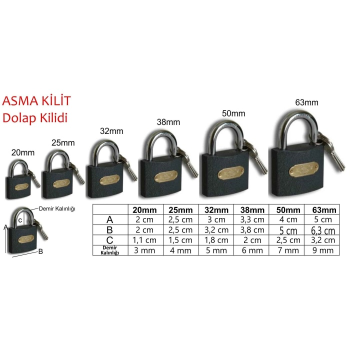 Dolap Kilidi Asma Kilit 25mm-dolabınızda-bavulunuzda,çantanızda