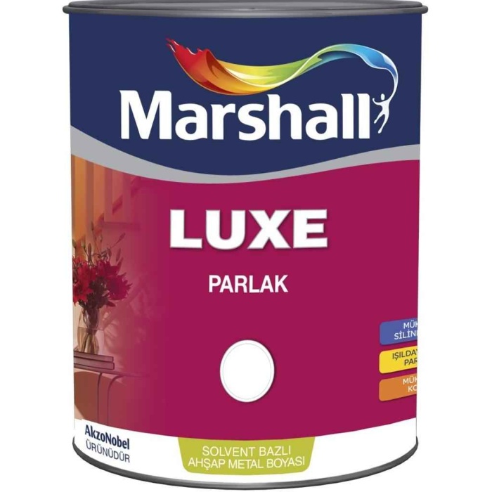 MARSHALL LUXE PARLAK YAĞLI BOYA-2,5 LT=3 KG-Ahşap-Demir-Plastik Boyamada Mükemmel Sonuç Verir