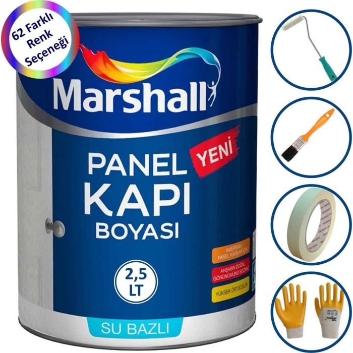 MARSHALL PANEL-AMERİKAN KAPI BOYASI 2.5LT-Kapılarınızın Doğal Görüntüsünü Bozmaz-Mükemmel Sonuç+Set