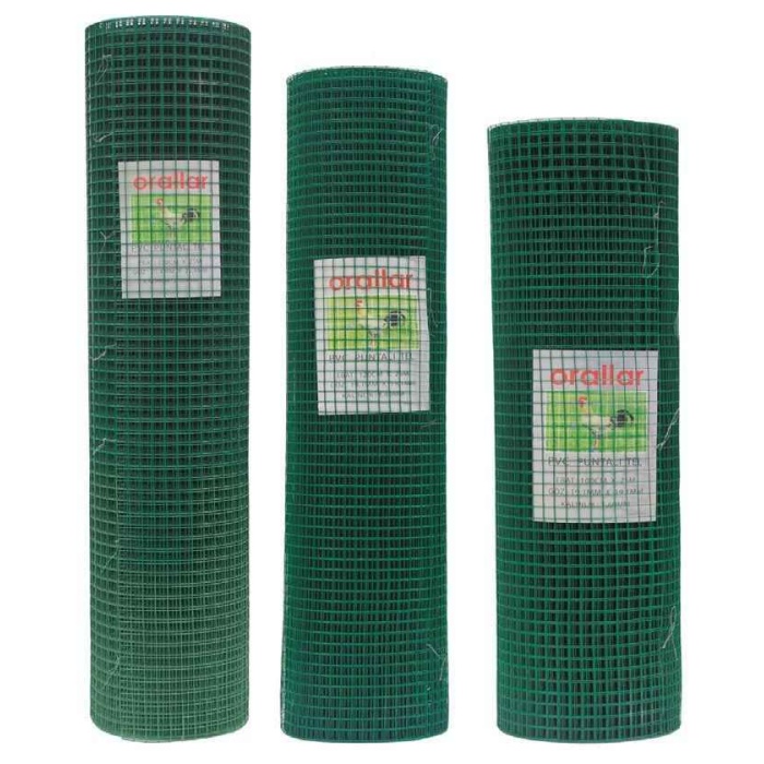 PVC KAPLI METAL PUNTALI BAHÇE TELİ Kalınlık=0,9mm En=1m Tel Aralığı=12mmx12mm-1 Metre Fiyatıdır