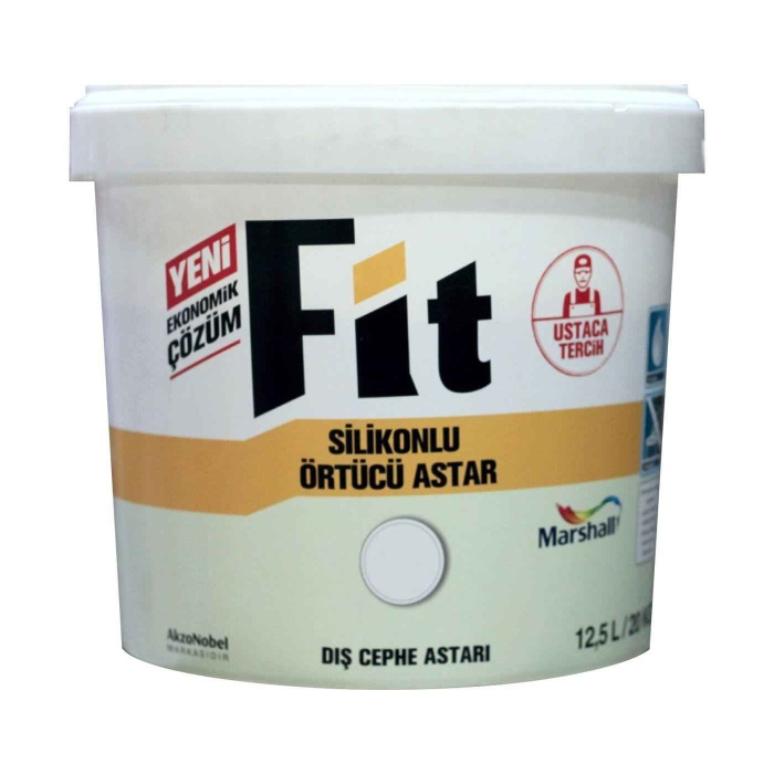 MARSHALL FİT SİLİKONLU ÖRTÜCÜ DIŞ CEPHE ASTARI 12.5LT=20KG-Boya Sarfiyatını Azaltır-Kolay Uygulanır