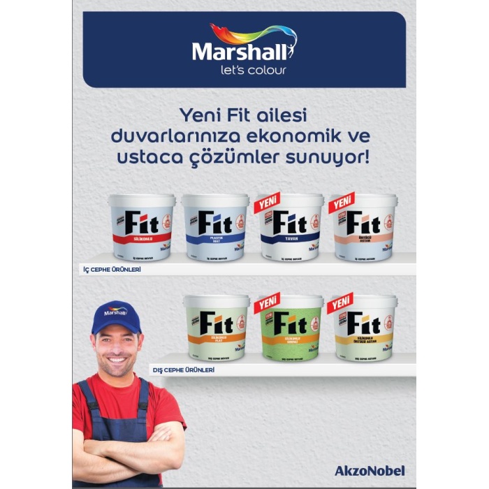 MARSHALL FİT SİLİKONLU ÖRTÜCÜ DIŞ CEPHE ASTARI 12.5LT=20KG-Boya Sarfiyatını Azaltır-Kolay Uygulanır