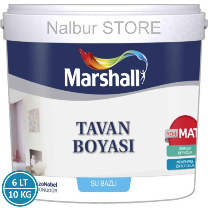 MARSHALL TAVAN BOYASI 6LT=10KG-Mükemmel Beyazlık-Ekstra Örtücülük-Nefes Alabilme-Kolay Uygulama