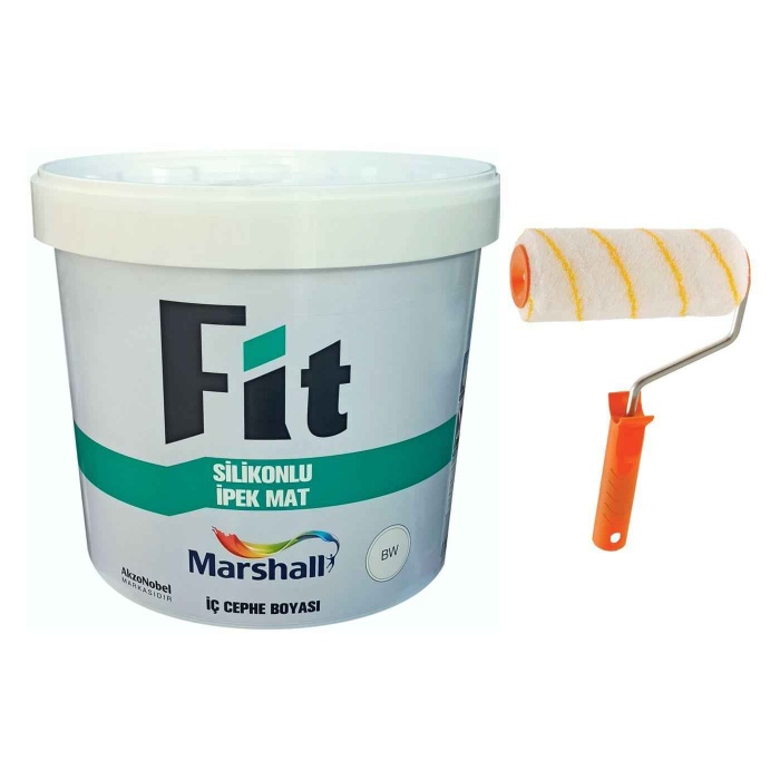 MARSHALL Fit Silikonlu İpek Mat Su Bazlı-Silinebilir 7.5LT/10KG-Boyama Rulosu Hediyeli-Hızlı Kargo