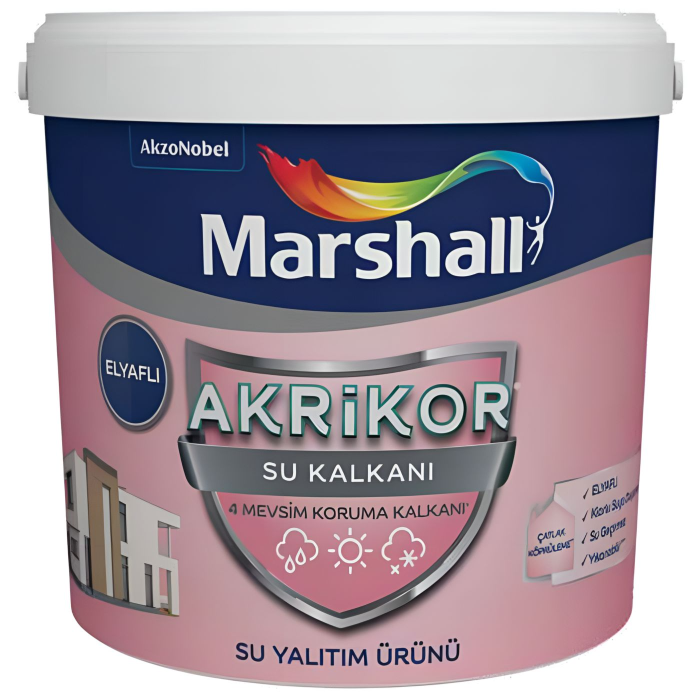 Marshall Akrikor Su Kalkanı Elyaflı Su Kesici Beyaz 20 Kg-Kolay uygulanan su yalıtım malzemesi