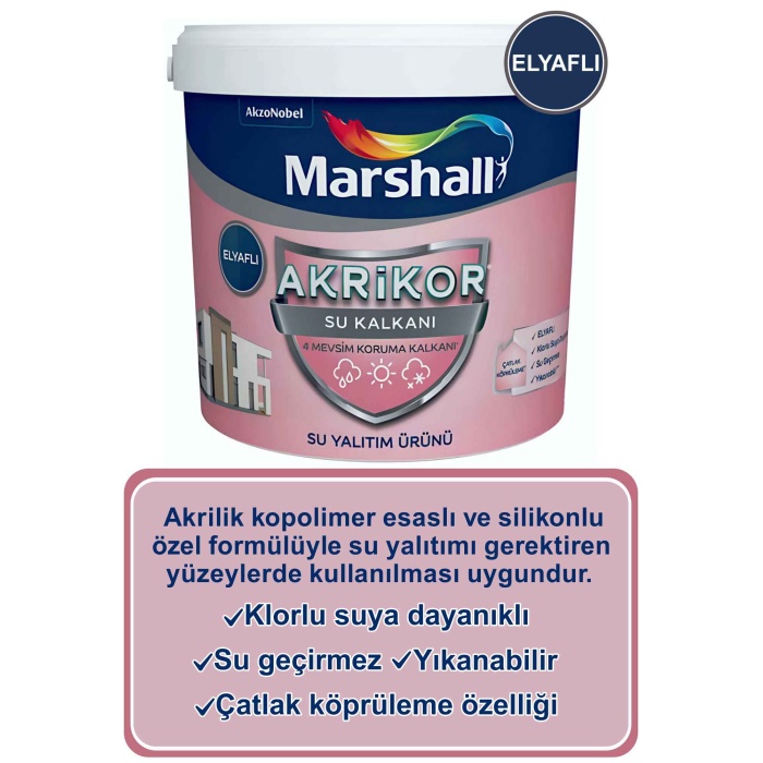 Marshall Akrikor Su Kalkanı Elyaflı Su Kesici Beyaz 20 Kg-Kolay uygulanan su yalıtım malzemesi