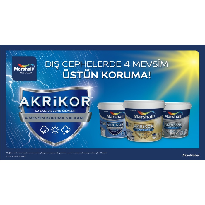 MARSHALL DIŞ CEPHE BOYASI AKRİKOR SİLKONLU AKRİLİK 7.5 LT BEYAZ-Mükemmel Örtücülük-Kolay Uygulama