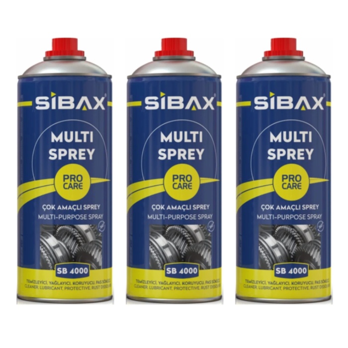 SİBAX Çok Amaçlı Bakım Spreyi 400ml SB4000 3 ADET-Temizler-Yağlar-Korur-Gıcrtıları keser-Pası çözer