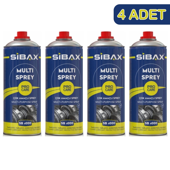 SİBAX Çok Amaçlı Bakım Spreyi 400ml SB4000 4 ADET-Temizler-Yağlar-Korur-Gıcrtıları keser-Pası çözer