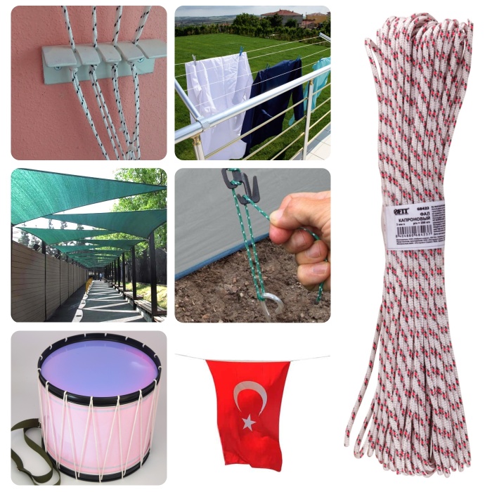 İpek İskota Halat 3mm-1 Metre-Aşınmaya dayanıklı-Çekme yapmaz-hava koşullarına dayanıklı-Örgülü