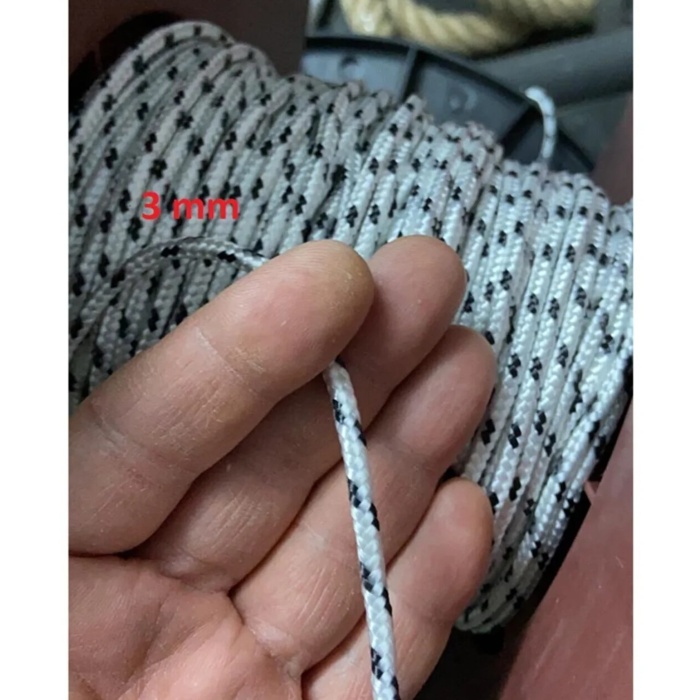 İpek İskota Halat 3mm-1 Metre-Aşınmaya dayanıklı-Çekme yapmaz-hava koşullarına dayanıklı-Örgülü