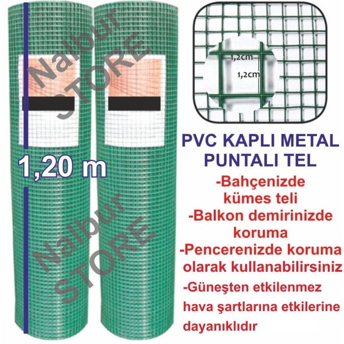 PVC KAPLI METAL PUNTALI BAHÇE TELİ 3 Metre-En=1,20m-Kalınlık=0,9mm -1.20mx3m=3.6m2 Alan Kaplar