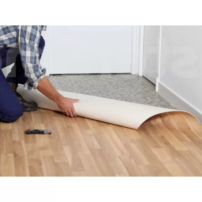 Yer Zemin Kaplaması Muşamba 0.6mm Çiçek Parke Desen-3 Metre-Yırtılmaya dayanıklı-Kaymaz pvc taban