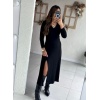 Kadın Uzun Kollu Derin Yırtmaç Detay Viskon Midi Boy Elbise